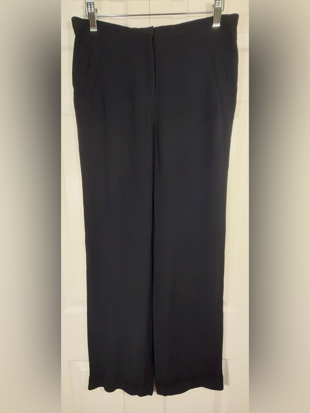 Lafayette 148 New York Black Cuffed Straight Leg Trousers Pants Size 4